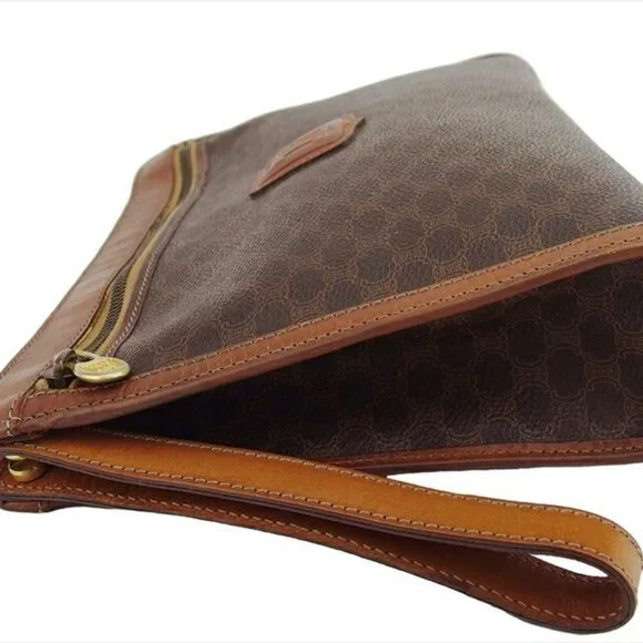 CELINE Clutch bag Brown beige gold Women Authentic secondhand - Picture 2 of 8